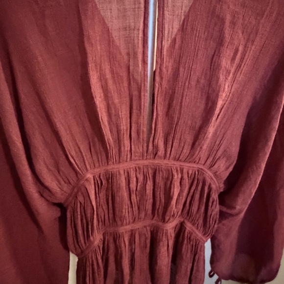 FAVLUX Balloon Sleeve Plunge Peplum Blouse - Picture 7 of 7